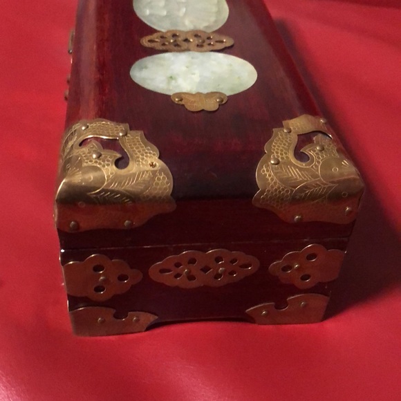 Antique Shanghai China Cherry wooden Jewelry Box with key & lock. - Picture 4 of 10